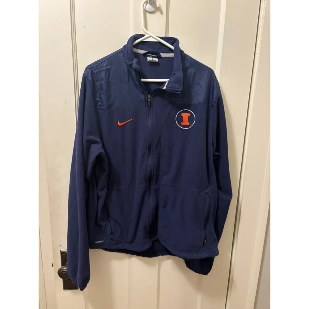 Nike Therma-FIT Illinois Fighting Illini Full Zip Fleece Jacket Navy Mens‎ Large